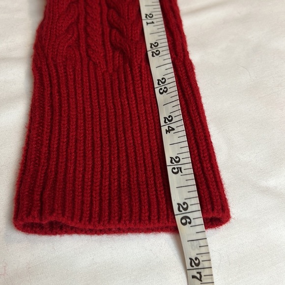 TALBOTS Cable knit Red open face SZ 1X Lambs wool blend fisherman cardigan - Picture 9 of 10
